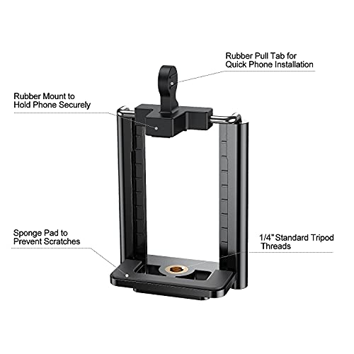 Kamisafe Tripod Phone Mount 1/4" Screw Adapter For Iphone 14 13 12 11 Pro Max Xs X Samsung Huawei Cell Phones, Adjustable Smartphone Holder Clip Clamp For Tripod Selfie Stick Camera Stand #TOP4