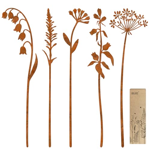 Metal Flowers for Outside,Decorative Garden Stakes,Flower Bed Decor Plant Stakes,Metal Art for Outside,Yard Art Outdoor for Lawn Yard, Walkway and Flower Garden