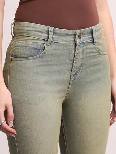 Image of Urbano Fashion Women's Mid Rise Bootcut Washed Jeans Stretchable