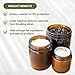 Nature Packaged Glass Amber 16oz Jar - 12 Packs, Empty Round Jars For Beauty Products, Lotion, and Powders - Black Lid - Small Candle Jars