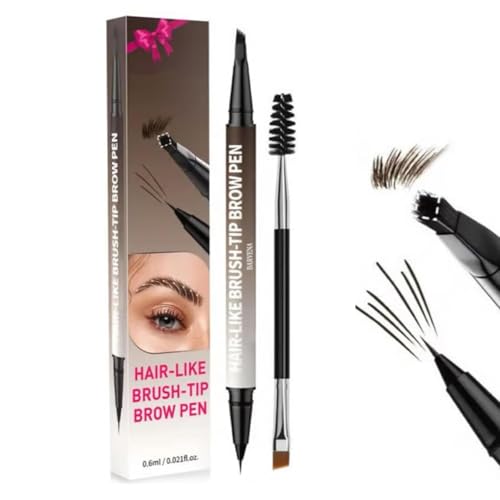 Lápiz de cejas natural y fluido 4D, cejas y delineador de ojos perfectos durante todo el día, punta dura para conseguir, 2 en 1 con doble punta, resistente al sudor y a las manchas (Marrón negro)