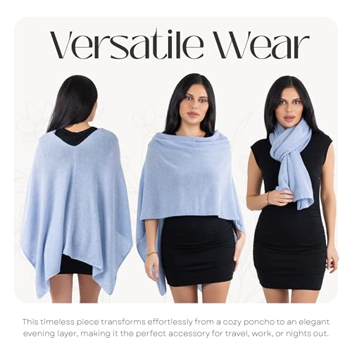 Image of Velanio Cashmere Poncho for Women - 100% Mongolian Wrap & Dress Topper