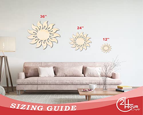 Unfinished Wood Radiant Sun Silhouette | Summer | Celestial | Craft Cutout | Up To 36" 10" / 1/2" #TOP3