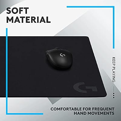Logitech G640 Large Cloth Gaming Mouse Pad, Optimized for Gaming Sensors, Moderate Surface Friction, Non-Slip Mouse Mat - Black
