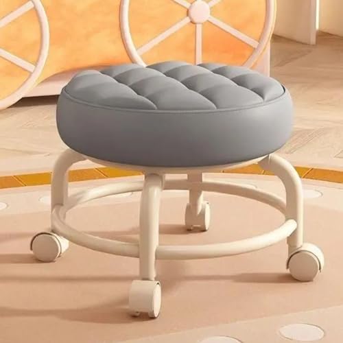 Taburete rodante con asiento de piel sintética suave, ruedas de 360°, estante de plástico, perfecto para garaje, hogar, oficina, masaje, fitness