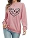 Sunidol Womens Dog Paw Print Shirts Heart Graphics Long Sleeve Crewneck Pullover Loose Casual Dog Mom Sweatshirts Tops Pink M