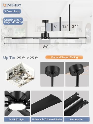 Zmishibo 84 Inch Industrial Ceiling Fans With Lights thumb #5