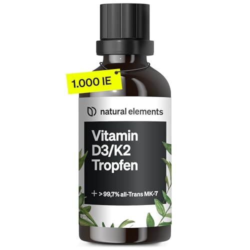 Vitamin D3 + K2 Tropfen 50ml - Premium: 99,7+% All-Trans (K2VITAL® von Kappa) + hoch bioverfügbares Vitamin D3 - Laborgeprüft