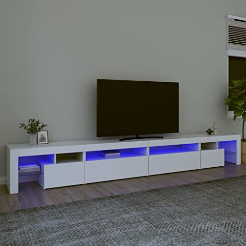 Emmtore Mueble de TV con Luces LED Blanco 290x36,5x40 cm