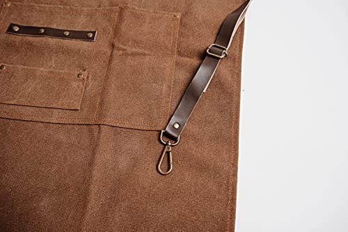Barista Apron, Canvas Apron, BBQ Apron for Men, Bartender Apron, Brown, One Size Barista Apron, Canvas Apron, BBQ Apron for Men, Bartender Apron, Brown, One Size