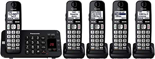 Panasonic KX-TGE445B / KX-TG3645B Cordless Phone with Answering Machine- 5 Handsets (Renewed)