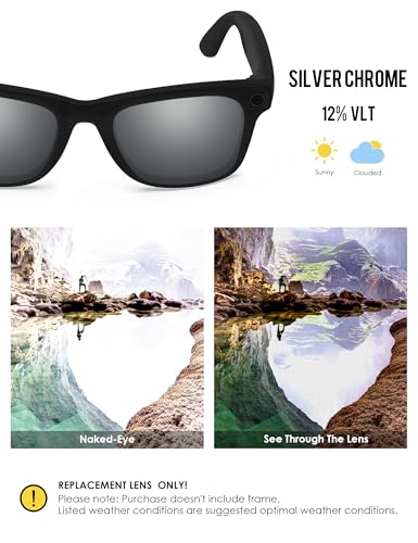 Image of BLAZERBUCK Photochromic Replacement Lenses Compatible with Ray-Ban Meta Wayfarer RW4008 | RW4012 (Gen 2) 53mm Smart Glasses