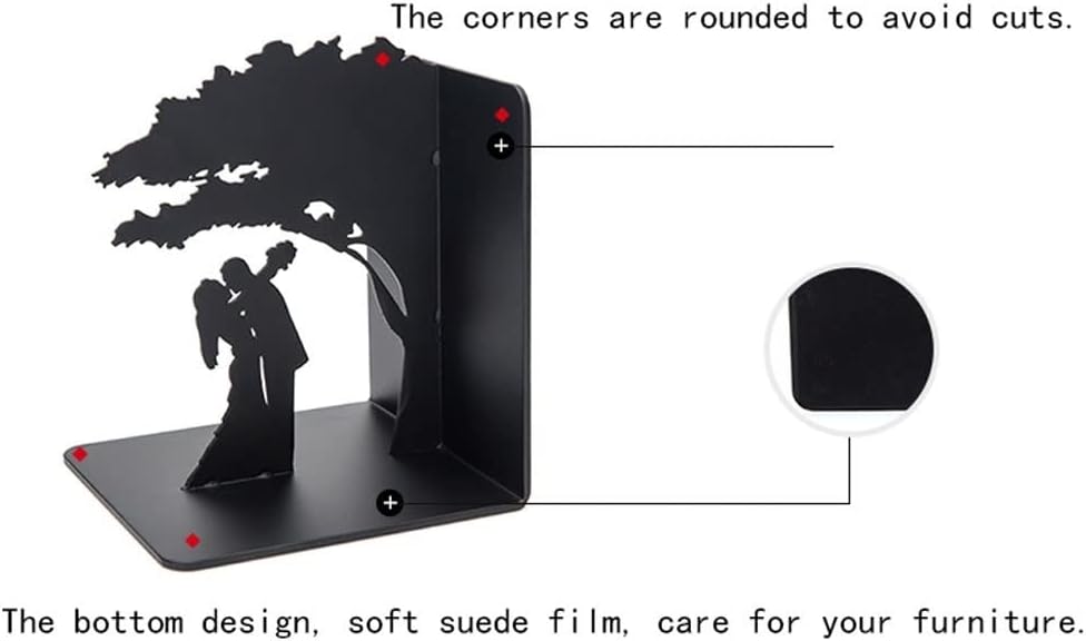 Bookends Book Ends for Shelves Hollow-Out Metal Art Bookends Decorative Book Ends Heavy Duty Home Office Book Stoppers Book Holders Desktop Decoration Organizer Decorative Bookends (Color : F)