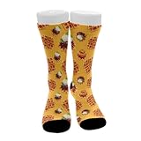 MZERSE Fashion Socks Soft Microfiber Polyester Winter Warm Calf Crew Socks Orange Realistic Waffles Food, Short Fuzzy Seamless Daily Casual for Trekking Exercise