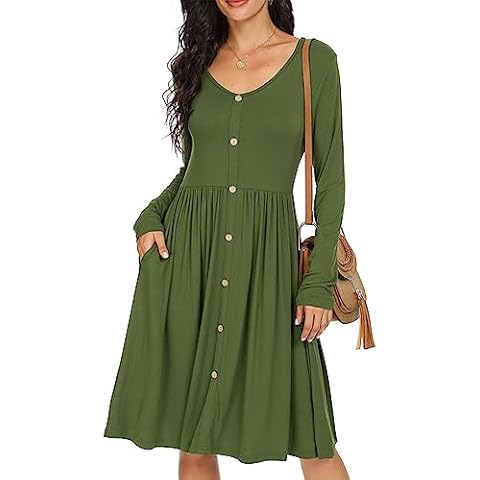 GRECERELLE Women's Long Sleeve A-Line Dress Cover