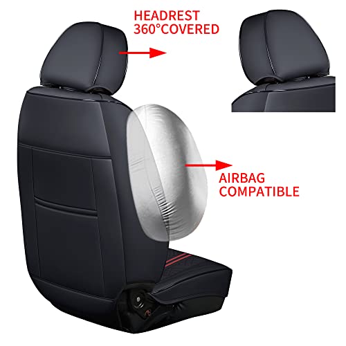 Image of GXT Deluxe Faux Leather Full Coverage Car Seat Cover Anti-Slip Universal Fits for Sedans SUV Pick-up Truck with Headrests,Interior Accessories(Black with Red Strip)