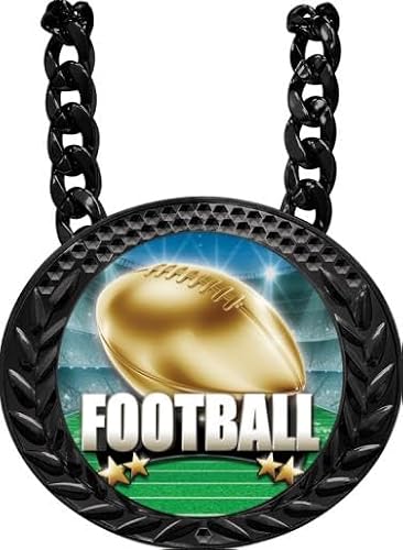 Crown Awards Champion Chain Medal, 6" Black Football Medal Trophy Award