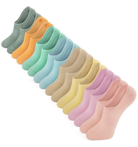 8 pairs No Show Socks for Women Men Non Slip Cotton Low Cut Flat Invisible Casual Socks