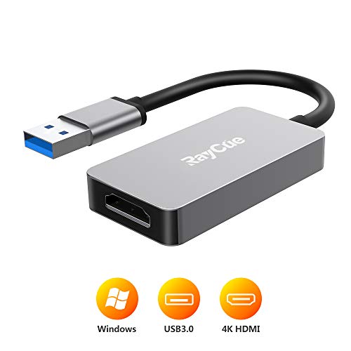 USB to HDMI Adapter, USB 3.0 to HDMI 1080P HD Audio Video Cable Converter, Audio Output for Multiple Monitors, Compatible with Windows 10/8.1/8/7 (Grey)