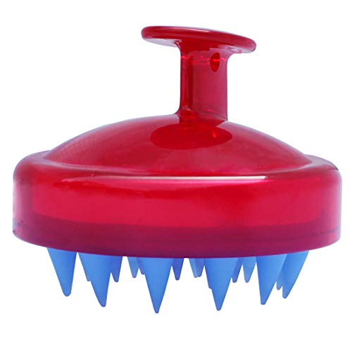 Hair Shampoo Brush,Scalp Massager Brush,Manual Head Scalp Massage Brush for Wet & Dry, Soft Silicone Bristles Care for The Scalp, Promote Hair Growth(Red(1Pcs))
