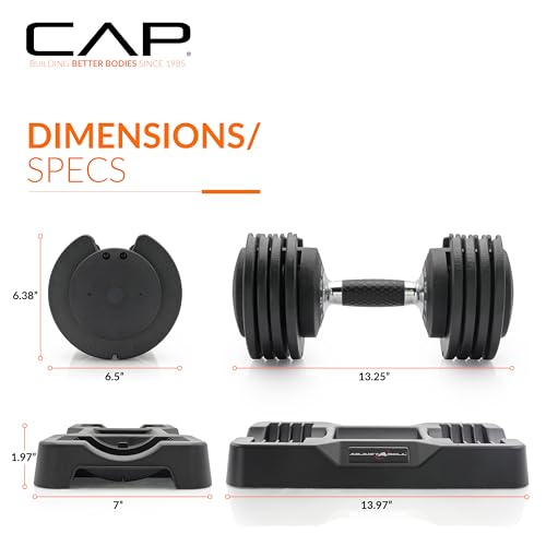 Image of CAP ADJUSTABELL Adjustable Dumbbell Weights - Singles & Pairs | 12.5 lb, 25 lb & 55 lb | Multiple Handle Options