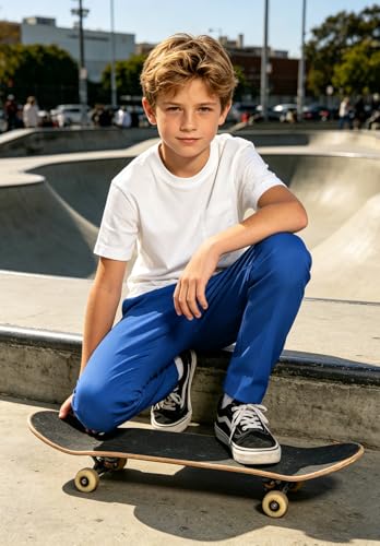 Image of DHTS Boys Dress Pants (Size 2-20 Years) Slim Fit Uniform Pants for Toddler & Teens