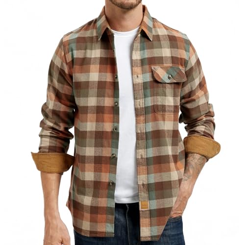 Westbro® Mens Flannel Shirts Long Sleeve Button Down Flannel Shirt for Men Plaid Shirt Mens Button Up Shirts Long Sleeve3