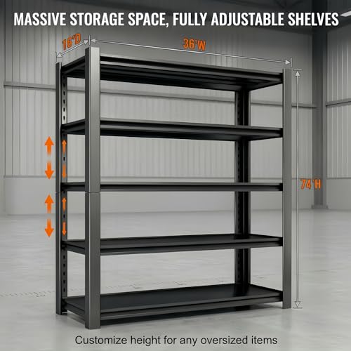 Image of 2750 LBS Heavy Duty Garage Shelving, 36 inch W x 16 inch D x 72 inch H Metal Storage Shelves, Adjustable Boltless Steel Storage Rack for Garage, Basement, Warehouse, Pantry 2PACK