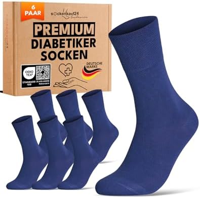 sockenkauf24 Diabetikersocken ohne Gummibund & ohne Naht 97% Baumwolle (6 Paar) Diabetiker Socken mit Komfortbund für Damen & Herren