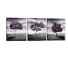 Pyradecor 3 Piece Purple Trees Modern Stretched and Framed Landscape Artwork Giclee Canvas Prints Fall Forest Pictures Paintings on Canvas Wall Art for Living Room Bedroom Home Office Decorations