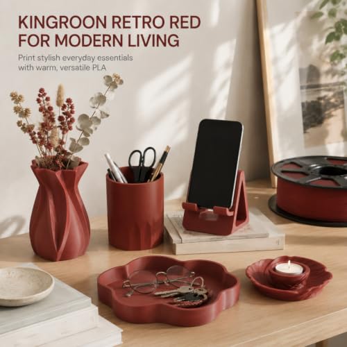 Image of Kingroon 10KG PLA Filament Bundle 1.75mm, 3D Printer Filament Bulk Dimensional Accuracy + /- 0.02mm, 10 Pack 1kg Spool(2.2lbs), Fits for Most FDM 3D Printers, Retro Red