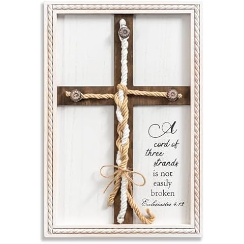 Three Strands Cord Wedding Unity Sign 10" × 15", Unity Cross Braid for Wedding Ceremony Ideas Religious Anniversary or Wedding Gift for Parents, Couple, Christian, Tie God's Knot Unity Ceremony Ideas Cover