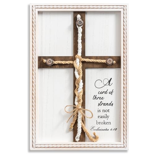 A Cord of Three Strands Wedding Ceremony Sign 10 × 15in, Unity Rope Cross Sign Braided for Wedding Unity Ceremony Idea Religious Anniversary Couple Gift for Parents, Couple, Christian, Tie God's Knot