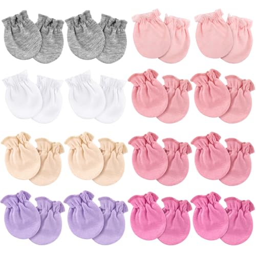 Image of AQOKKA Newborn Baby Mittens No Scratch Cotton Elastic Wrist Gloves Infant Toddler Mittens for Baby Boy Girl 0-6 Months