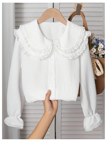 SOLY HUX Girl's Ruffle Long Sleeve Button Down Shirts Lace Collared Blouse Cute Tops2