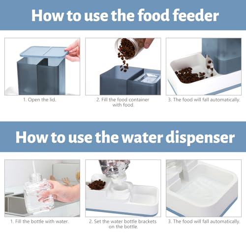 Image of Yummy Sam Automatic Small Pet Feeder and Water Dispenser, 2 in 1 Gravity Cat Auto Pet Feeder and Waterer Set Feeder Dish for Small Medium Pets Dog Puppy Kitten (Blue)