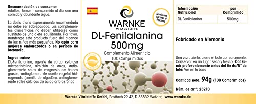 DL-Fenylalanine 500mg - hoge dosering & veganistisch - 100 tabletten | Warnke Vitalstoffe - Duitse apothekerskwalitei - Afbeelding 6