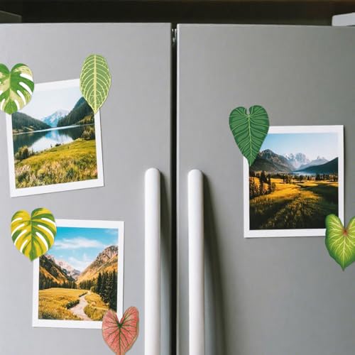 12 imanes decorativos en forma de hoja para refrigerador miniatura 6