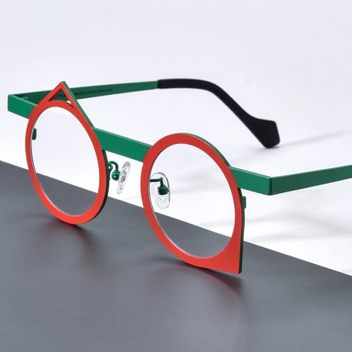 Image of FONEX Colorful Pure Titanium Glasses Frame Women Retro Round Eyeglasses