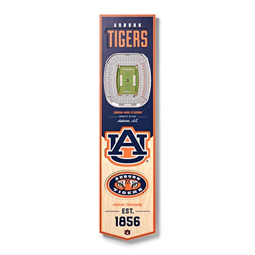 Bannière Auburn 3D YouTheFan de 20,3x81,3 cm pour décorer votre salon de supporter du Jordan-Hare Stadium