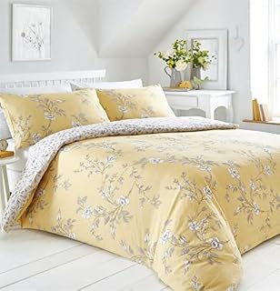 Portfolio Yellow Floral Duvet Cover Bed Set, Polycotton, Ochre, Single 12401113