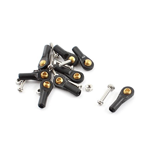 Aexit 8Pcs RC Electrical equipment Car Boat Black 2X18X2mm Rod End Metal Ball Head Joints Set w Screws