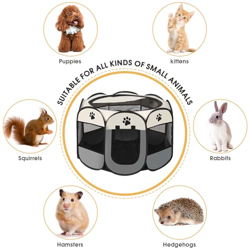 Welpenauslauf Faltbare Hundebox für Zuhause Welpenlaufstall 74x74x43cm Katzengehege für Drinnen Outdoor Hundekäfig Hundezelt Freilaufgehege Kaninchen Laufstall Katze Hund Katzen Zelt Kleintiergehege