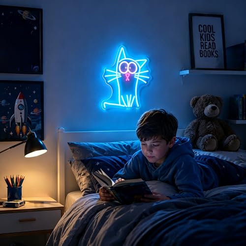 Image of Neon Sign, Cat Neon Signs for Wall Decor - Dimmable LED Signs for Bedroom, Kids Room, Living room, Home Decor - USB Powered Light Up Sign Decorations Gift