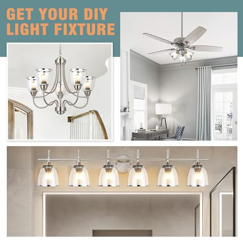 Image of 3-Pack Silver Edge Clear Glass Shades, Bell Shaped Glass Shade Covers Ceiling Fan Lamp Replacements