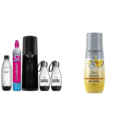 SodaStream Terra Pack Máquina Gasificadora Negra + Botella & Concentrado Limón Zero
