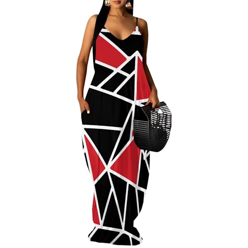 Image of SUZONANA Women Plus Size Summer Maxi Dress Spaghetti Strap Loose Sundress