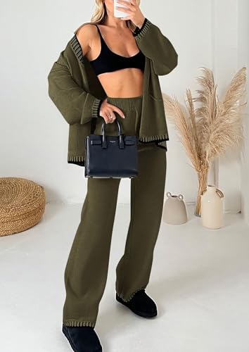 PRETTYGARDEN Lounge Sets for Women Fall 2025 Loungewear 2 Piece Outfits Cardigan Sweaters Track Suit Matching Winter Clothing