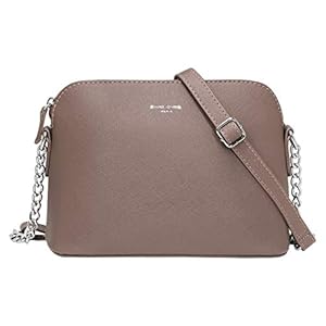 David Jones kleine schoudertas voor dames, saffianoleer, vaste schoudertas, schouder ketting-schouderband, handtas met ritssluiting, geschikt voor avondtas of clutch, voor in de stad, bruin