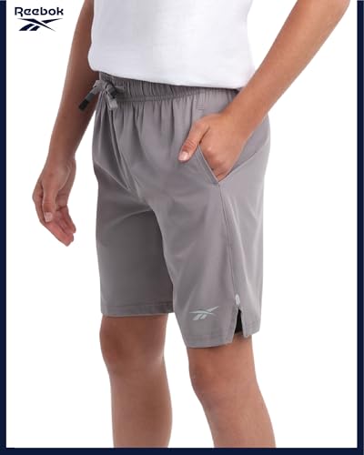 Reebok Boys Athletic Shorts - 1/2 Pack Lightweight Performance Mesh Basketball Running Shorts for Boys with Compression Liner, Size 8, Pure Grey - image 2